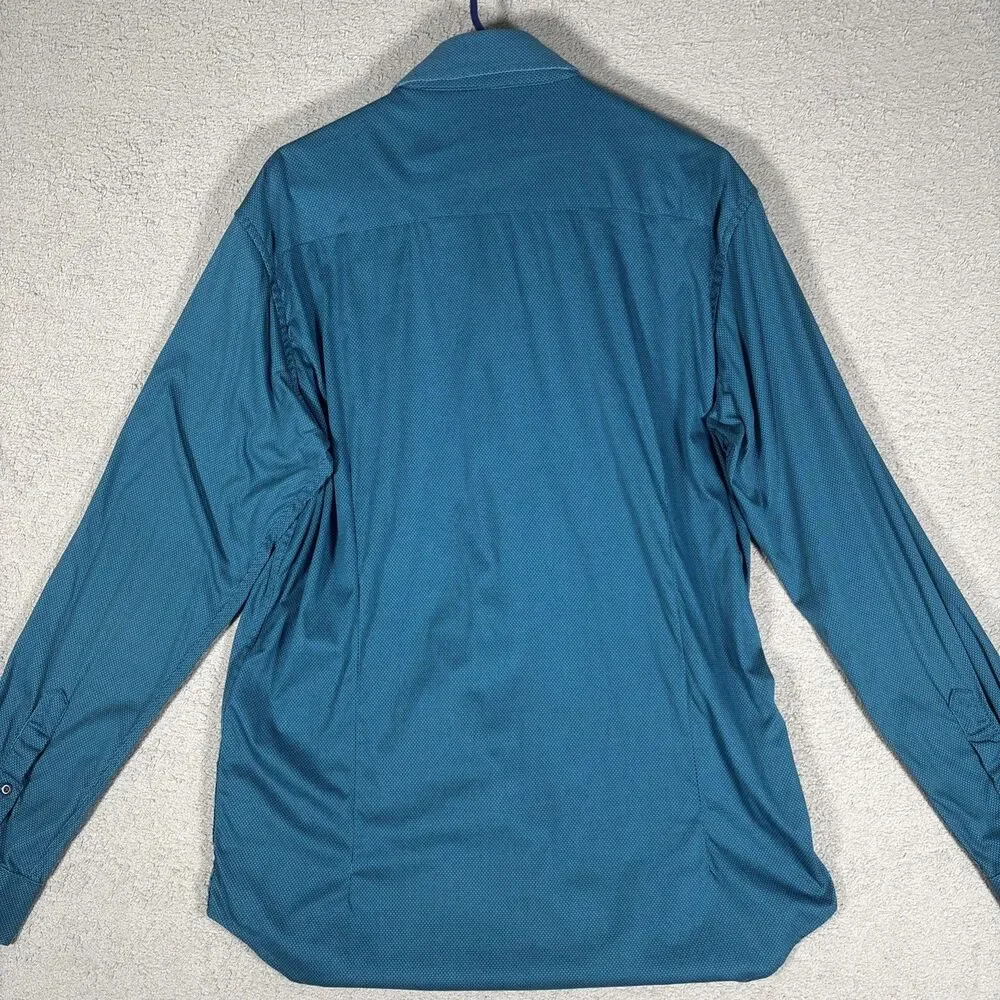 Buttercloth Shirt Long Sleeve Men's Size XL Blue Brick‎ Pattern Geometric Preppy